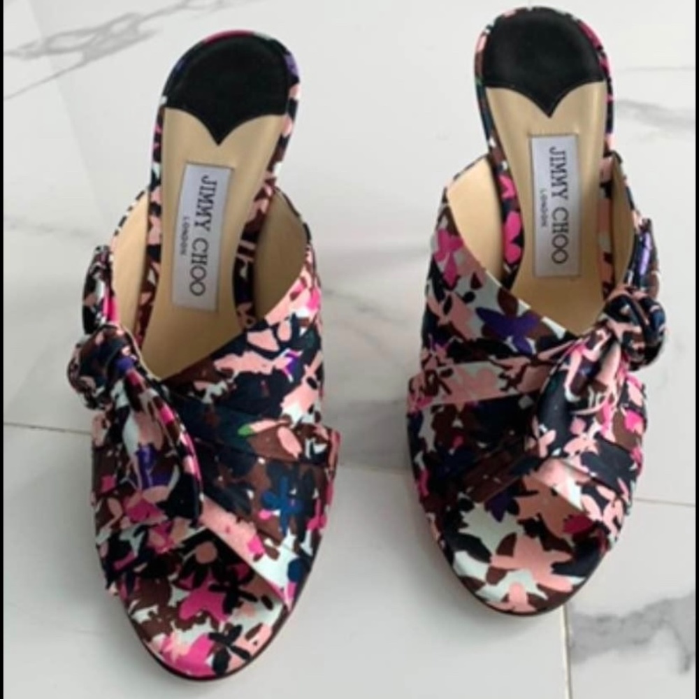 Jimmy Choo Keely Open Toe Bow Floral Designer Vacation Summer  Sandal